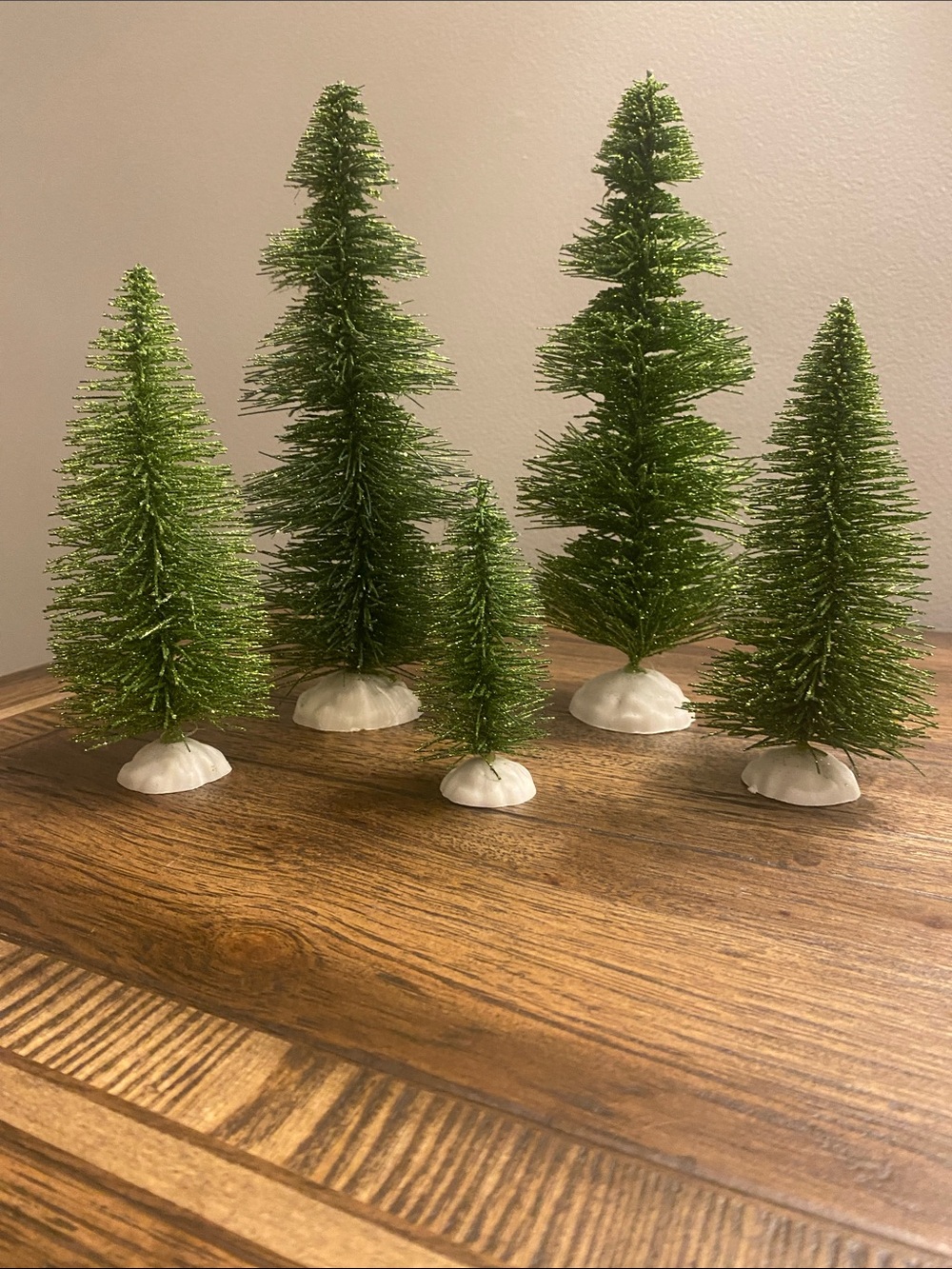 Bottle Brush Trees Set of 5 EUC Sparkly